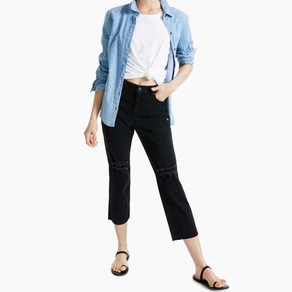 Style & Co Straight Leg Cropped Raw Hem Jeans 4P